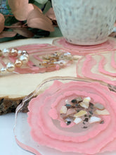 Load image into Gallery viewer, Sweet Darling- handmade unique one of a kind resin coasters for holiday gift, gift for her, drink coaster, light dusty pink resin coasters, wedding gift, holiday gift