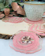 Load image into Gallery viewer, Sweet Darling- handmade unique one of a kind resin coasters for holiday gift, gift for her, drink coaster, light dusty pink resin coasters, wedding gift, holiday gift