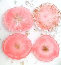 Load image into Gallery viewer, Candy Land-front- Beautiful, unique, one of a kind, handmade pink resin coaster for your drink. Holiday gift for her.