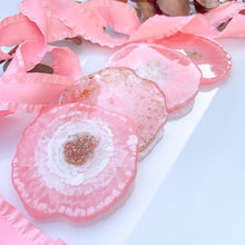 Load image into Gallery viewer, Beautiful, unique, one of a kind, handmade pink resin coaster for your drink. Holiday gift for her.