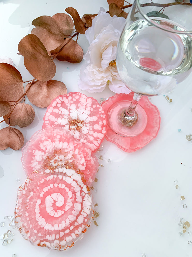 Candy Land- Beautiful, unique, one of a kind, handmade pink resin coaster for your drink. Holiday gift for her.