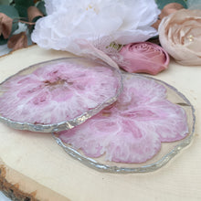 Load image into Gallery viewer, Dancing Lilac- light purple, pink unique, one of a kind, handmade flower resin coasters for drink, display. Holiday gift. Gift for her
