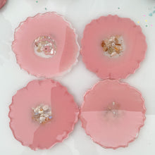 Load image into Gallery viewer, Dusty Rose-dusty pink unique, one of a kind, handmade resin coasters with sea shells for drink, display. Holiday gift. Gift for her, unique gift -front
